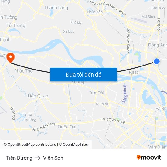 Tiên Dương to Viên Sơn map