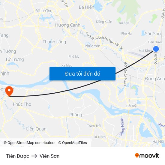 Tiên Dược to Viên Sơn map