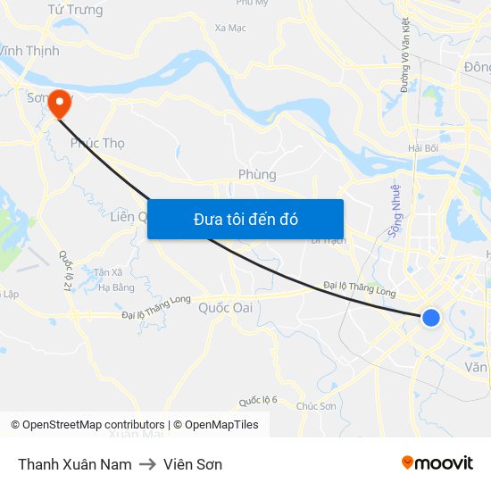 Thanh Xuân Nam to Viên Sơn map