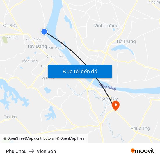 Phú Châu to Viên Sơn map