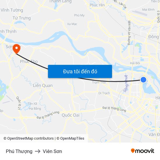 Phú Thượng to Viên Sơn map