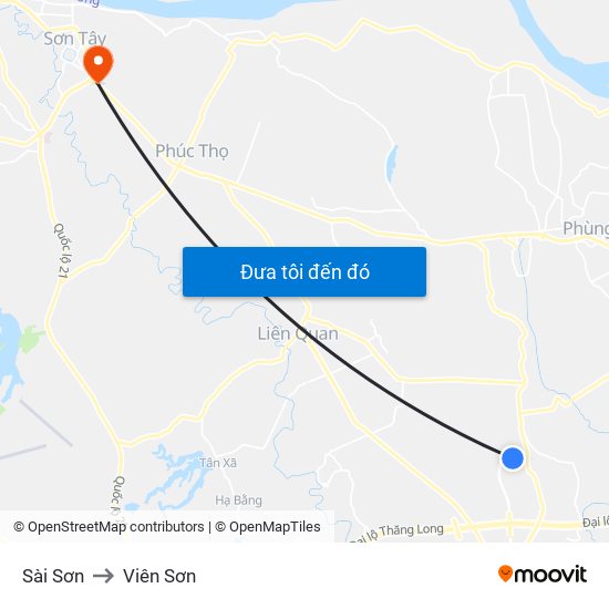 Sài Sơn to Viên Sơn map