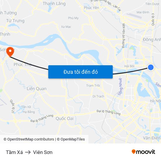 Tầm Xá to Viên Sơn map
