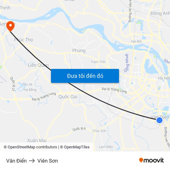Văn Điển to Viên Sơn map
