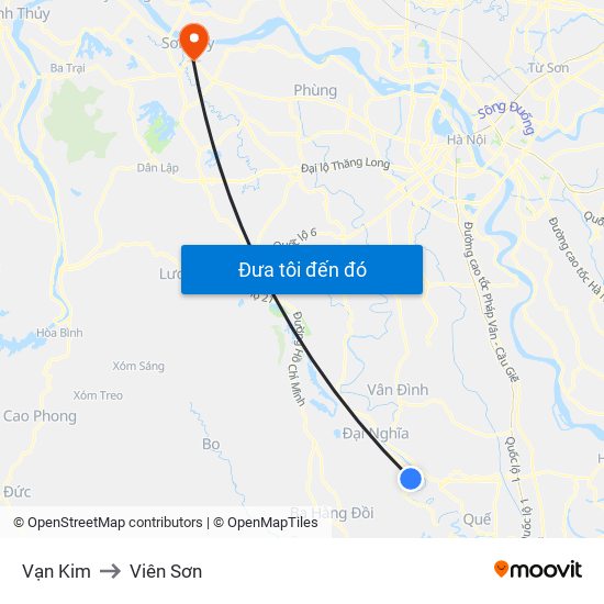 Vạn Kim to Viên Sơn map