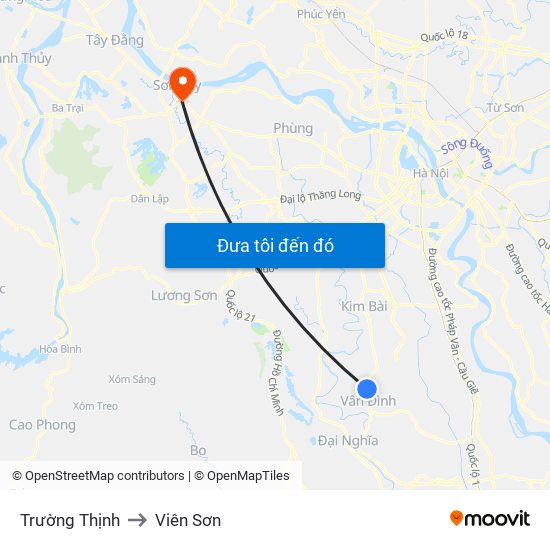 Trường Thịnh to Viên Sơn map