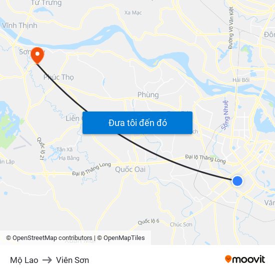 Mộ Lao to Viên Sơn map