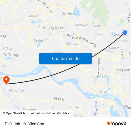 Phù Linh to Viên Sơn map