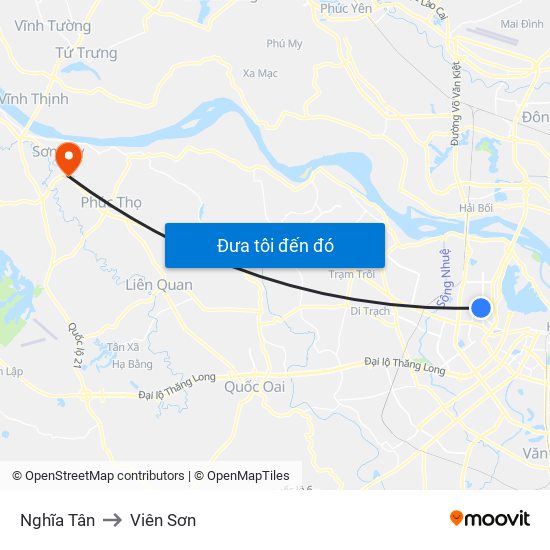 Nghĩa Tân to Viên Sơn map