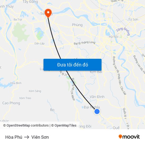 Hòa Phú to Viên Sơn map