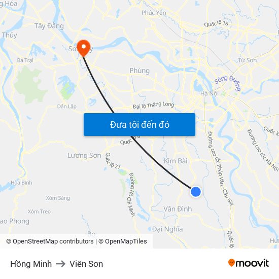 Hồng Minh to Viên Sơn map