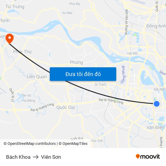 Bách Khoa to Viên Sơn map