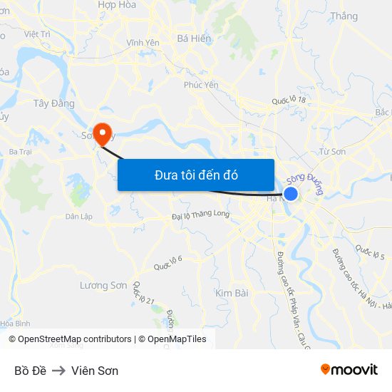 Bồ Đề to Viên Sơn map