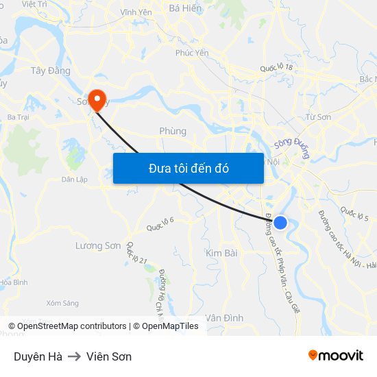 Duyên Hà to Viên Sơn map