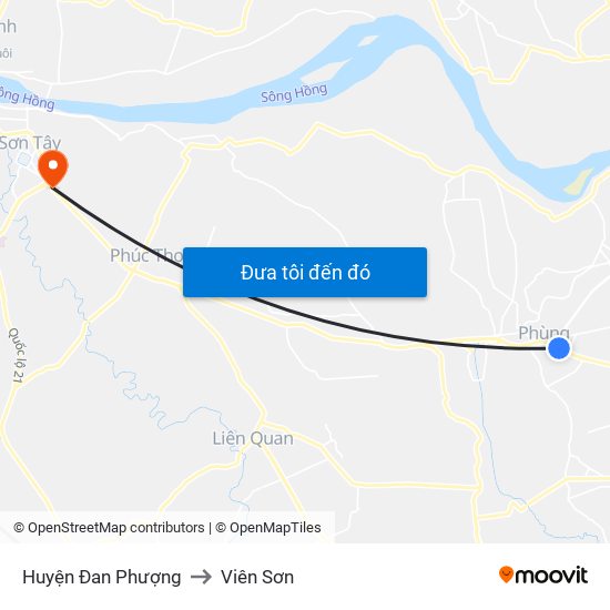 Huyện Đan Phượng to Viên Sơn map