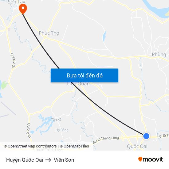 Huyện Quốc Oai to Viên Sơn map