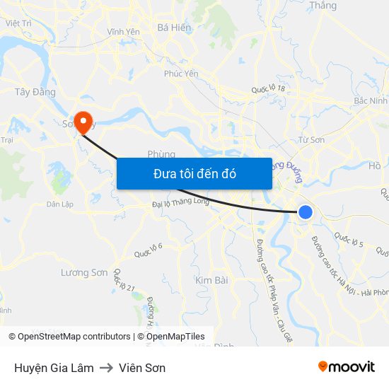 Huyện Gia Lâm to Viên Sơn map