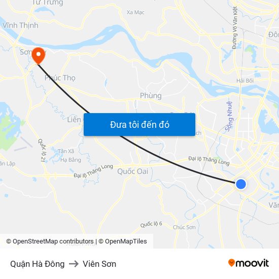 Quận Hà Đông to Viên Sơn map