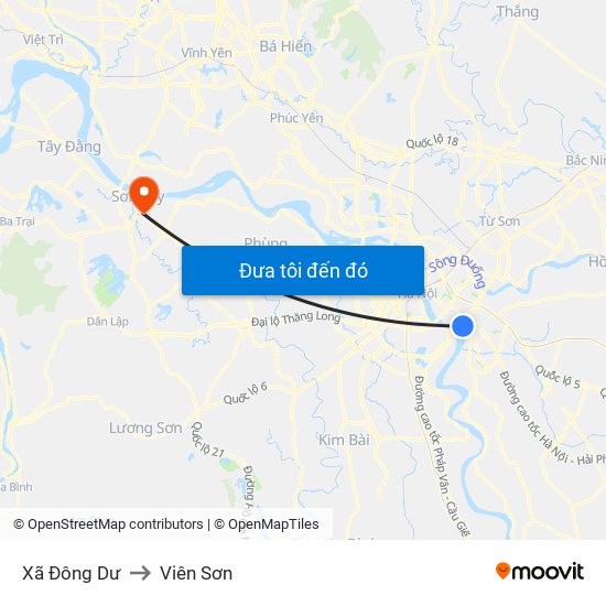 Xã Đông Dư to Viên Sơn map
