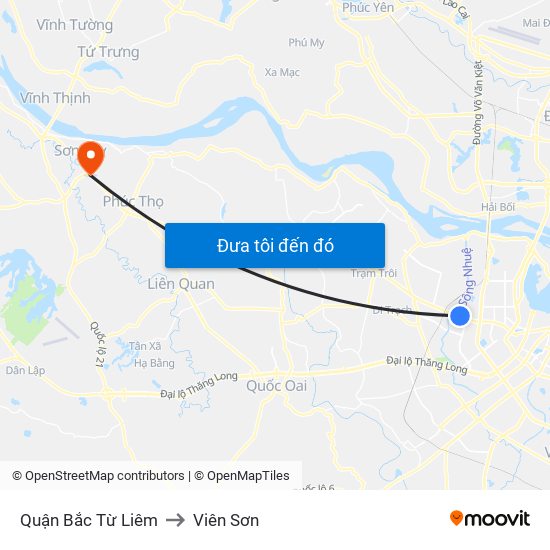 Quận Bắc Từ Liêm to Viên Sơn map