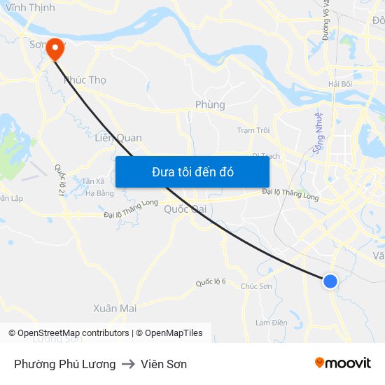 Phường Phú Lương to Viên Sơn map