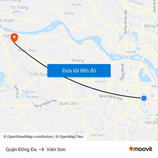 Quận Đống Đa to Viên Sơn map