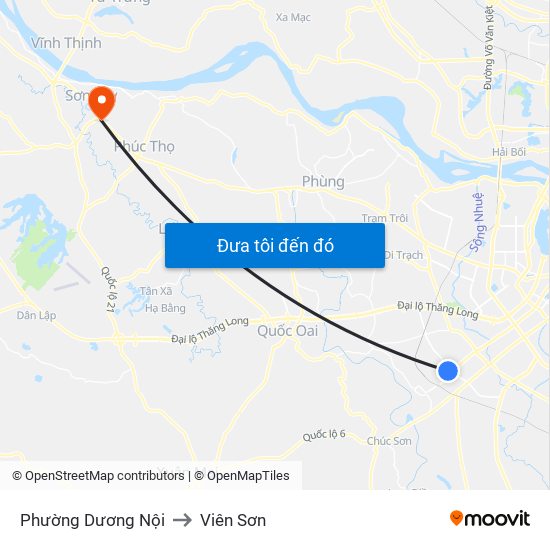 Phường Dương Nội to Viên Sơn map