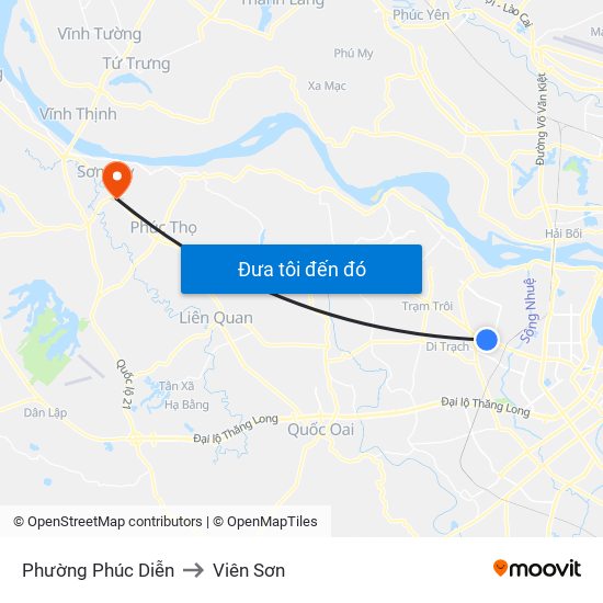 Phường Phúc Diễn to Viên Sơn map