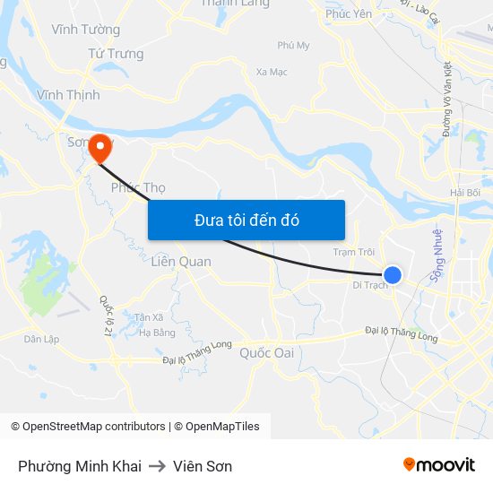 Phường Minh Khai to Viên Sơn map