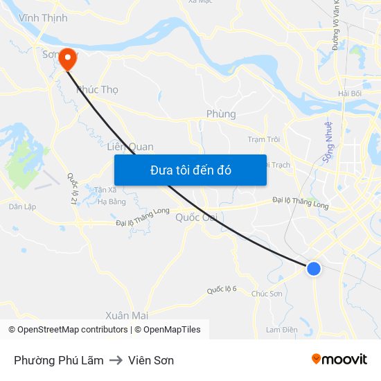 Phường Phú Lãm to Viên Sơn map