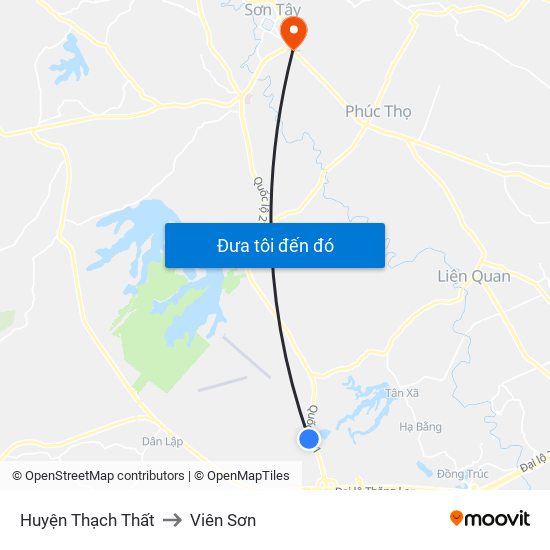 Huyện Thạch Thất to Viên Sơn map
