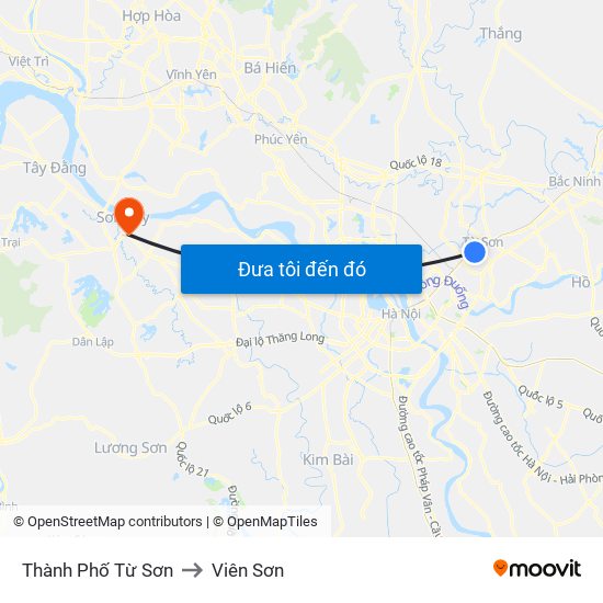 Thành Phố Từ Sơn to Viên Sơn map
