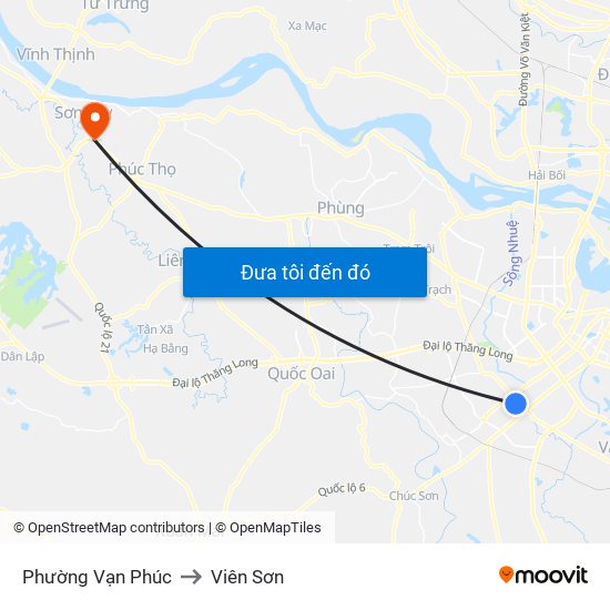 Phường Vạn Phúc to Viên Sơn map