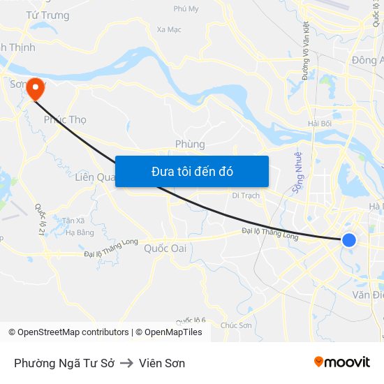 Phường Ngã Tư Sở to Viên Sơn map