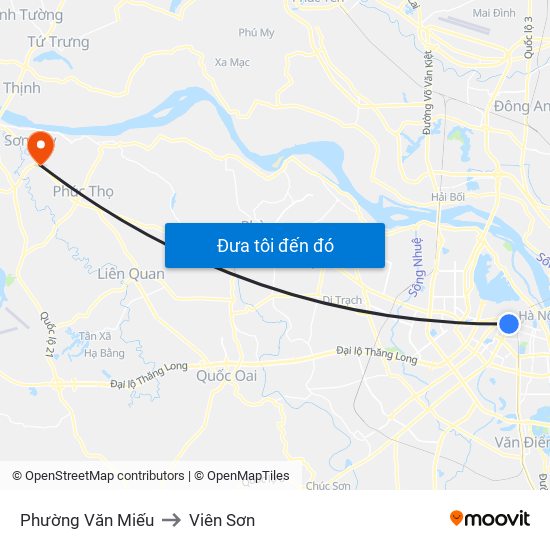 Phường Văn Miếu to Viên Sơn map