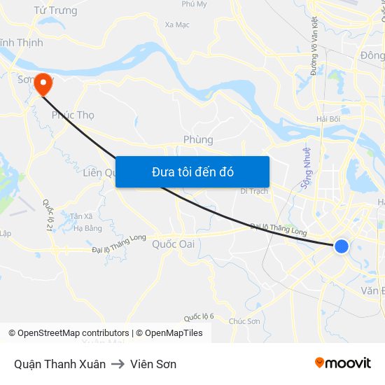 Quận Thanh Xuân to Viên Sơn map