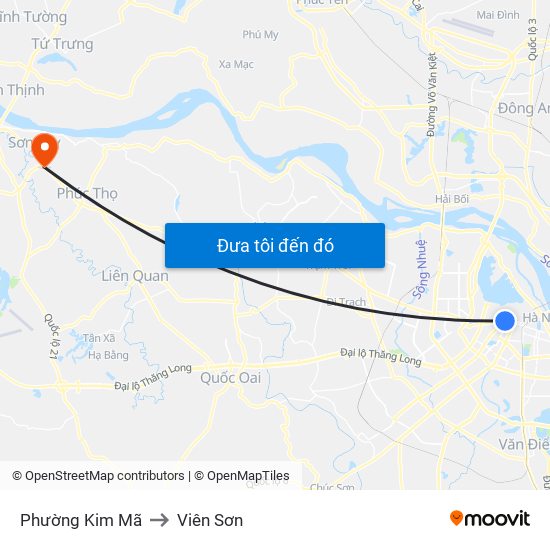 Phường Kim Mã to Viên Sơn map