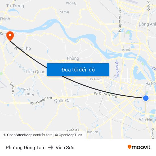 Phường Đồng Tâm to Viên Sơn map