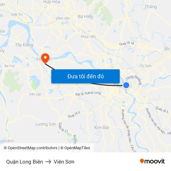 Quận Long Biên to Viên Sơn map