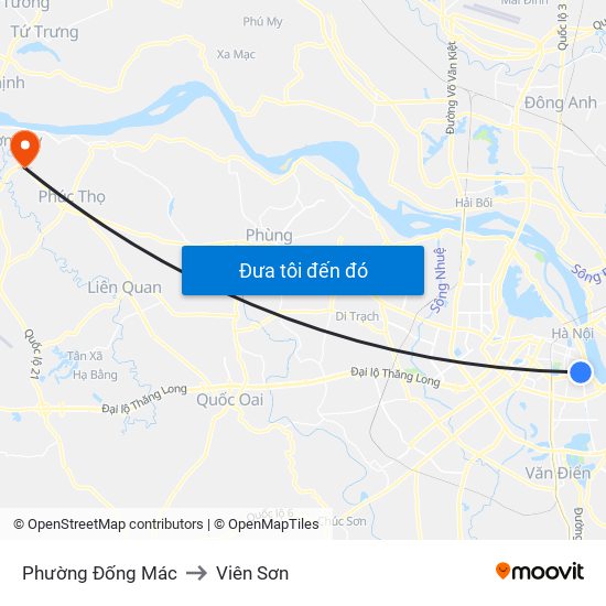 Phường Đống Mác to Viên Sơn map