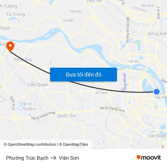 Phường Trúc Bạch to Viên Sơn map