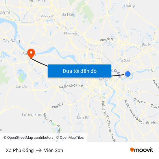 Xã Phù Đổng to Viên Sơn map