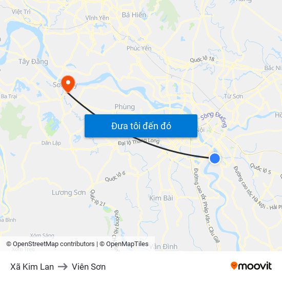 Xã Kim Lan to Viên Sơn map