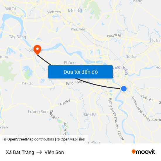 Xã Bát Tràng to Viên Sơn map