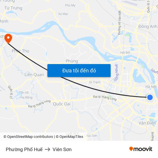 Phường Phố Huế to Viên Sơn map