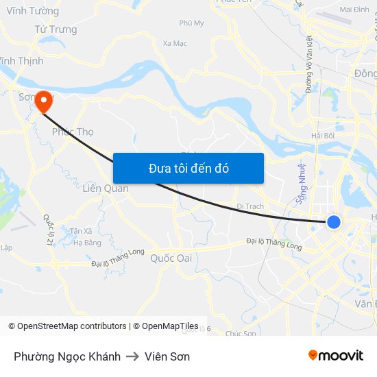 Phường Ngọc Khánh to Viên Sơn map