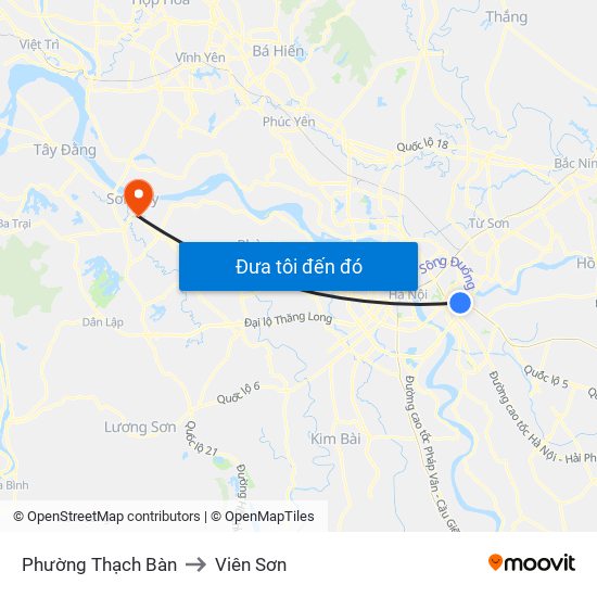 Phường Thạch Bàn to Viên Sơn map