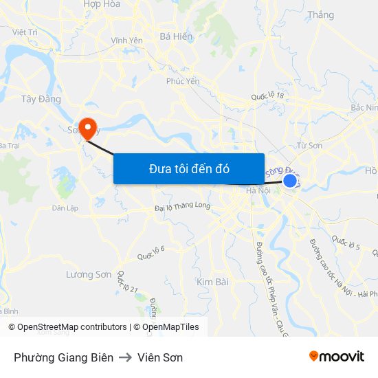 Phường Giang Biên to Viên Sơn map