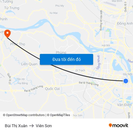 Bùi Thị Xuân to Viên Sơn map