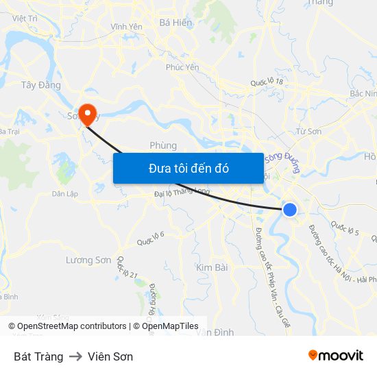 Bát Tràng to Viên Sơn map